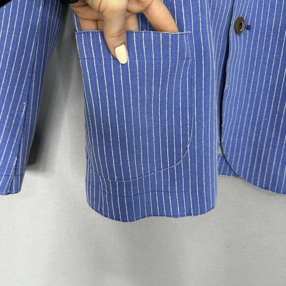BOB Blazer Jacket Mens IT 50 Blue Striped Knit Sport Coat Made in Italy Preppy - Picture 4 of 14